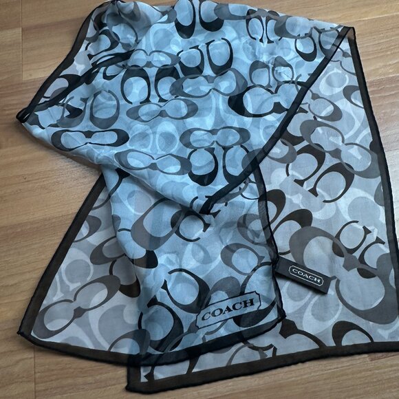 Vintage Coach - Black, Grey & White Sheer Signature C Scarf - Approx. 60 x 10.5 - Picture 1 of 6